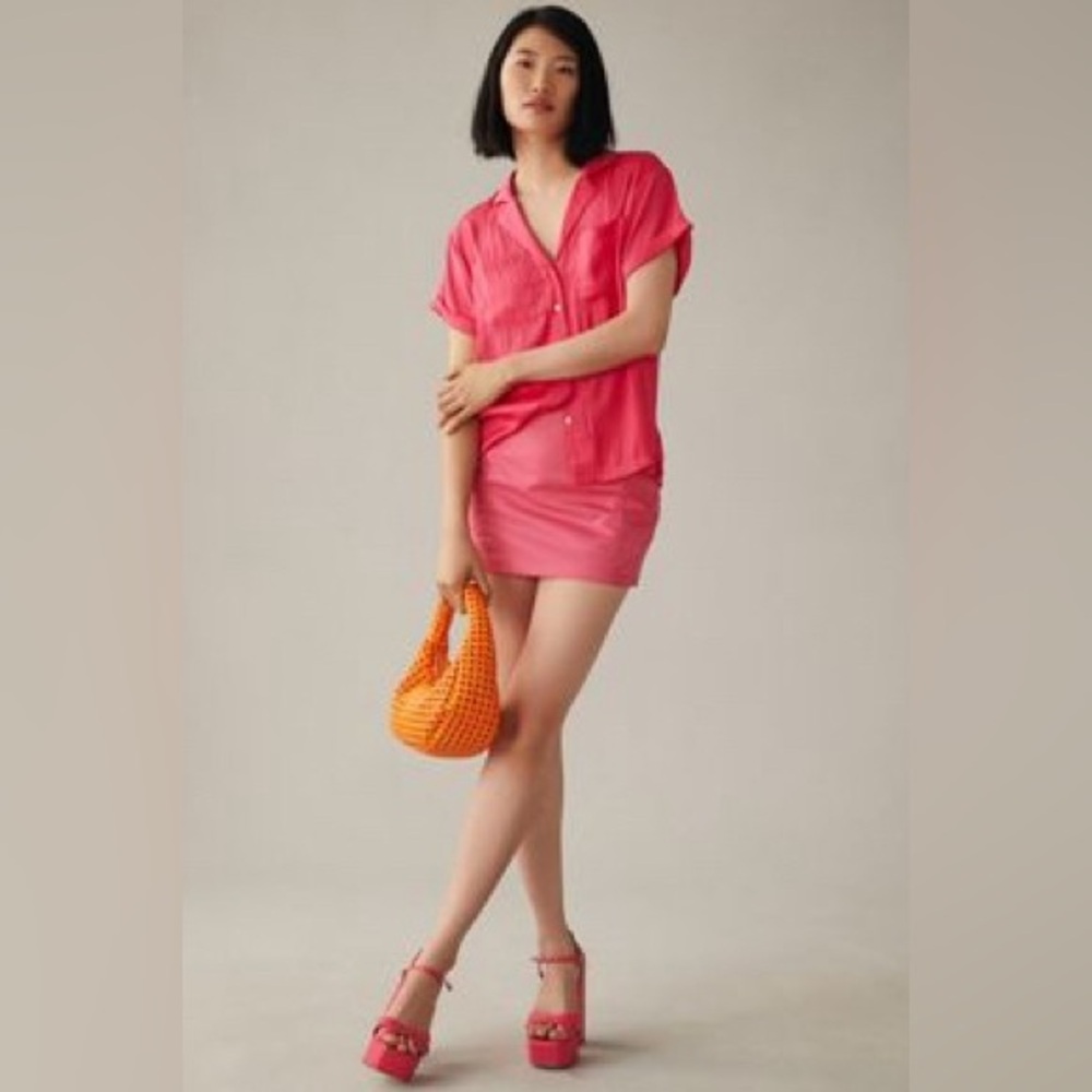 NWOT Anthropologie Classic Surf Shirt in Pink